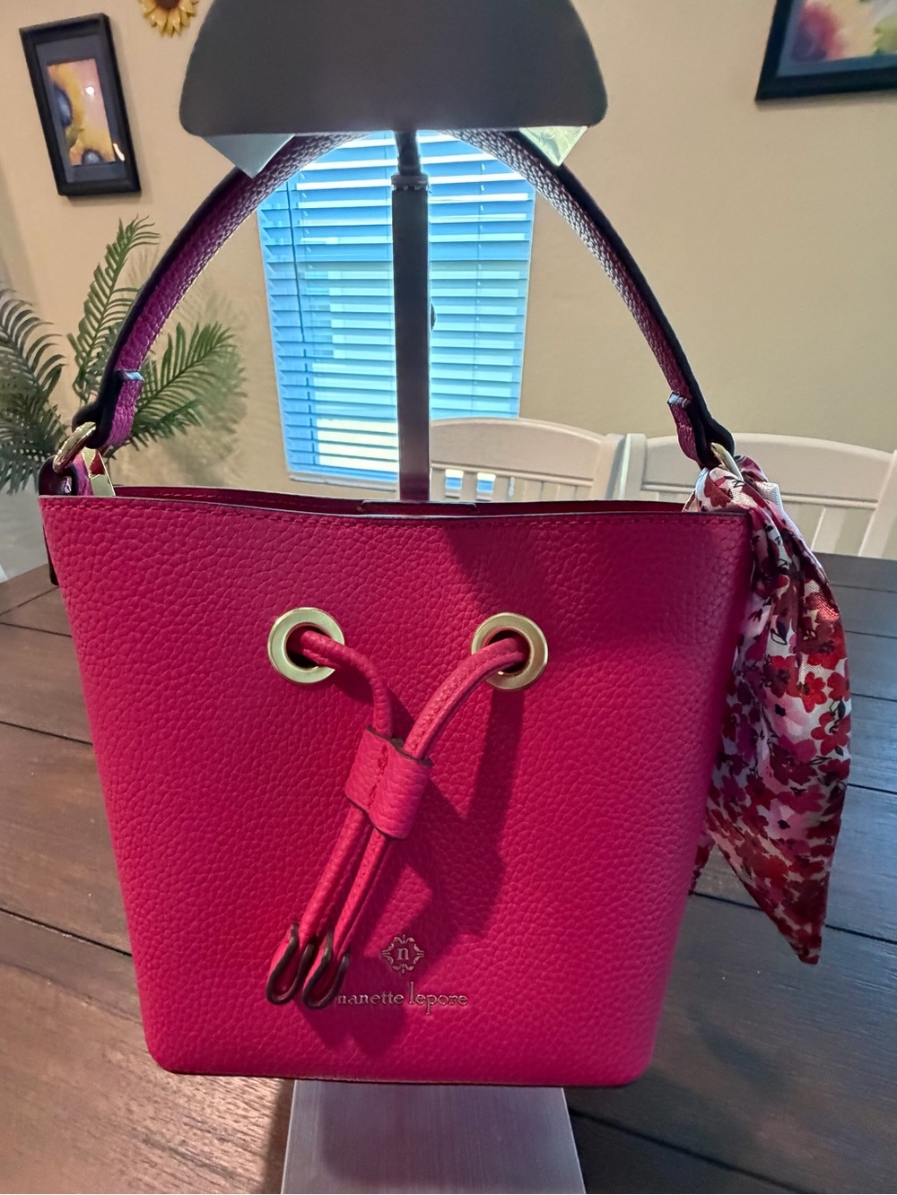 Nanette Lepore Pink Drawstring Bucket Bag